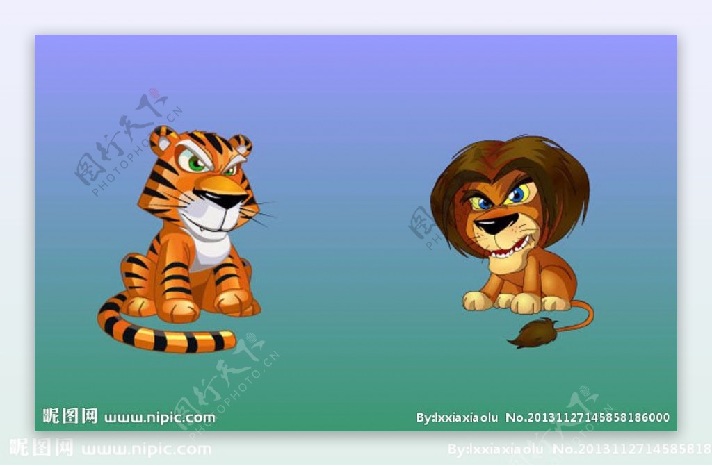 老虎和狮子卡通动画