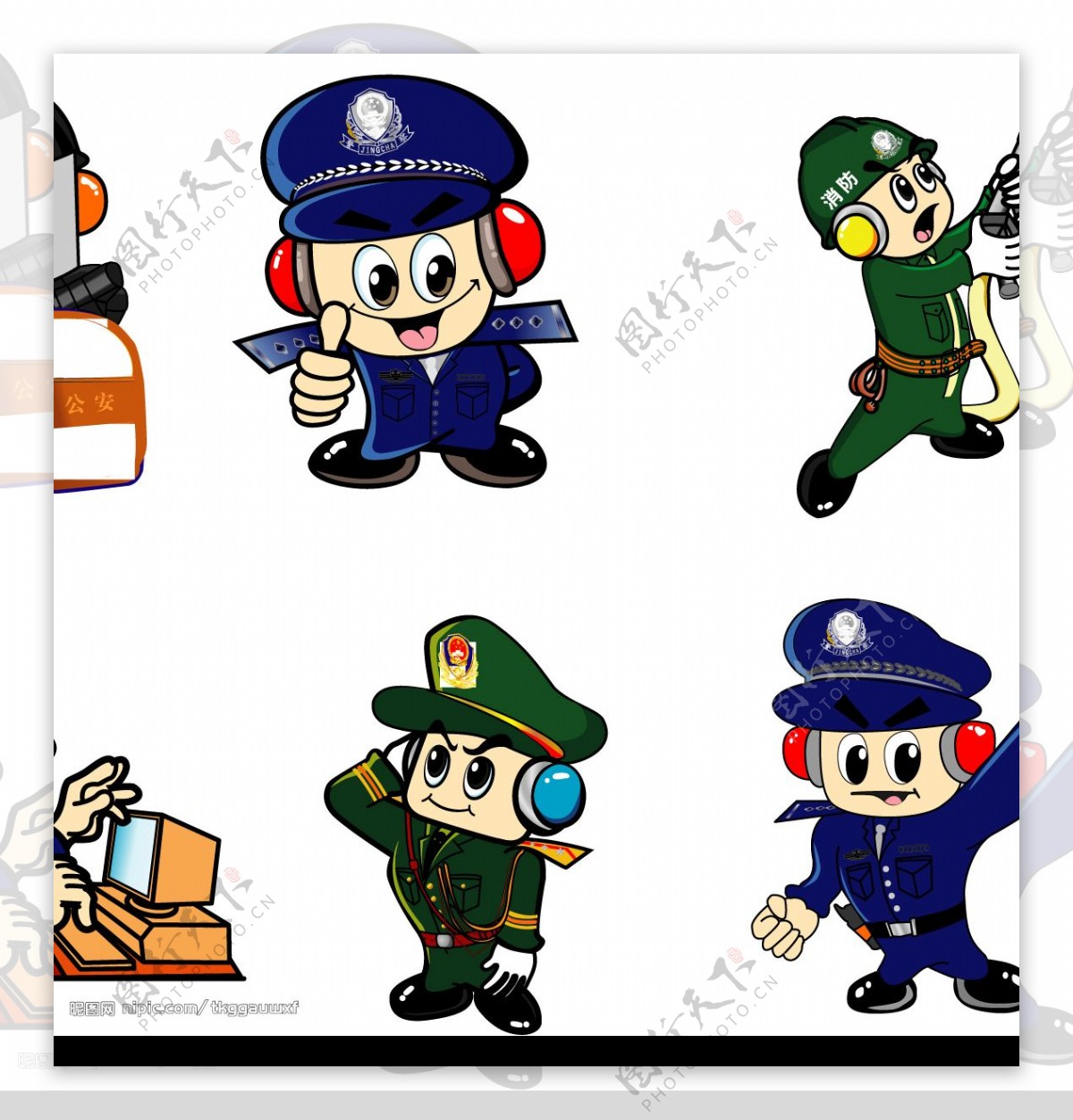 6种卡通警察人物图片