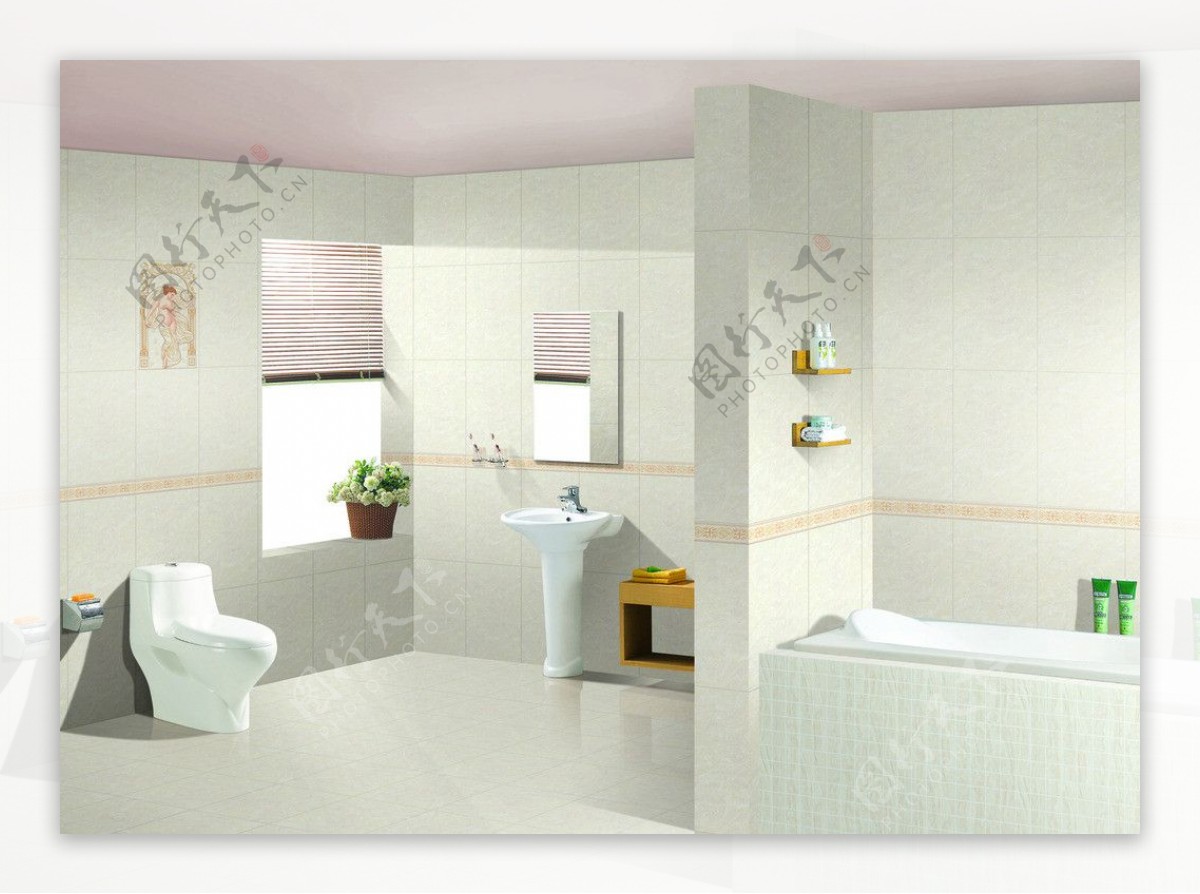 卫生间洗手间浴室内墙砖瓷片图片