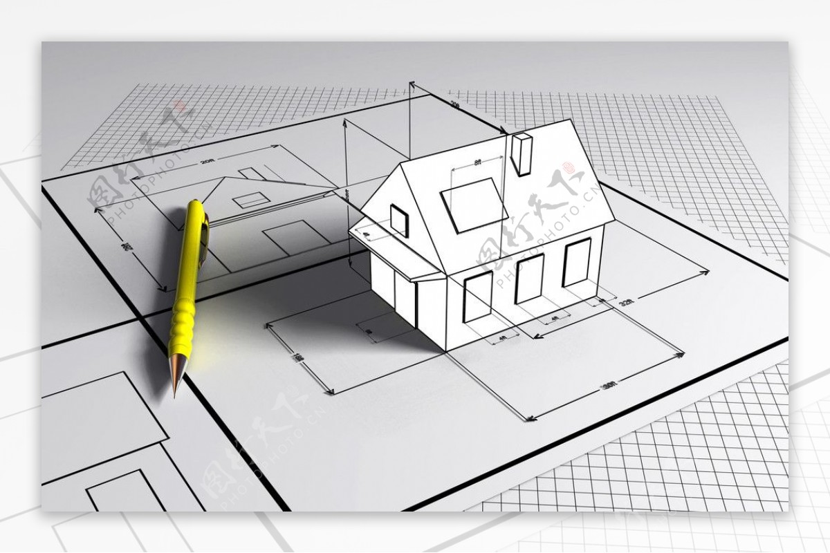 3d建筑模型示意图样板铅笔图片