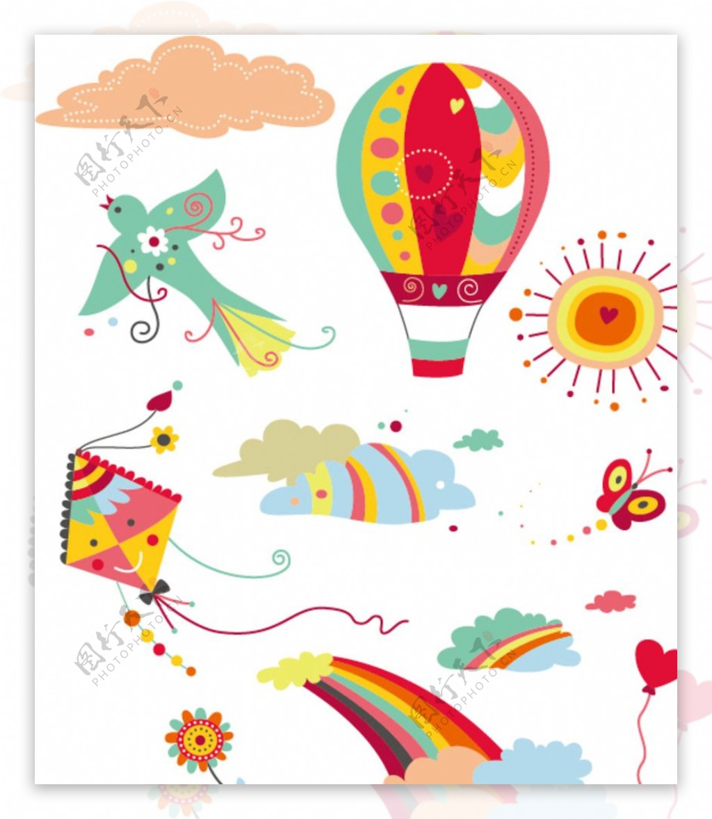 卡通气球彩虹风筝图片