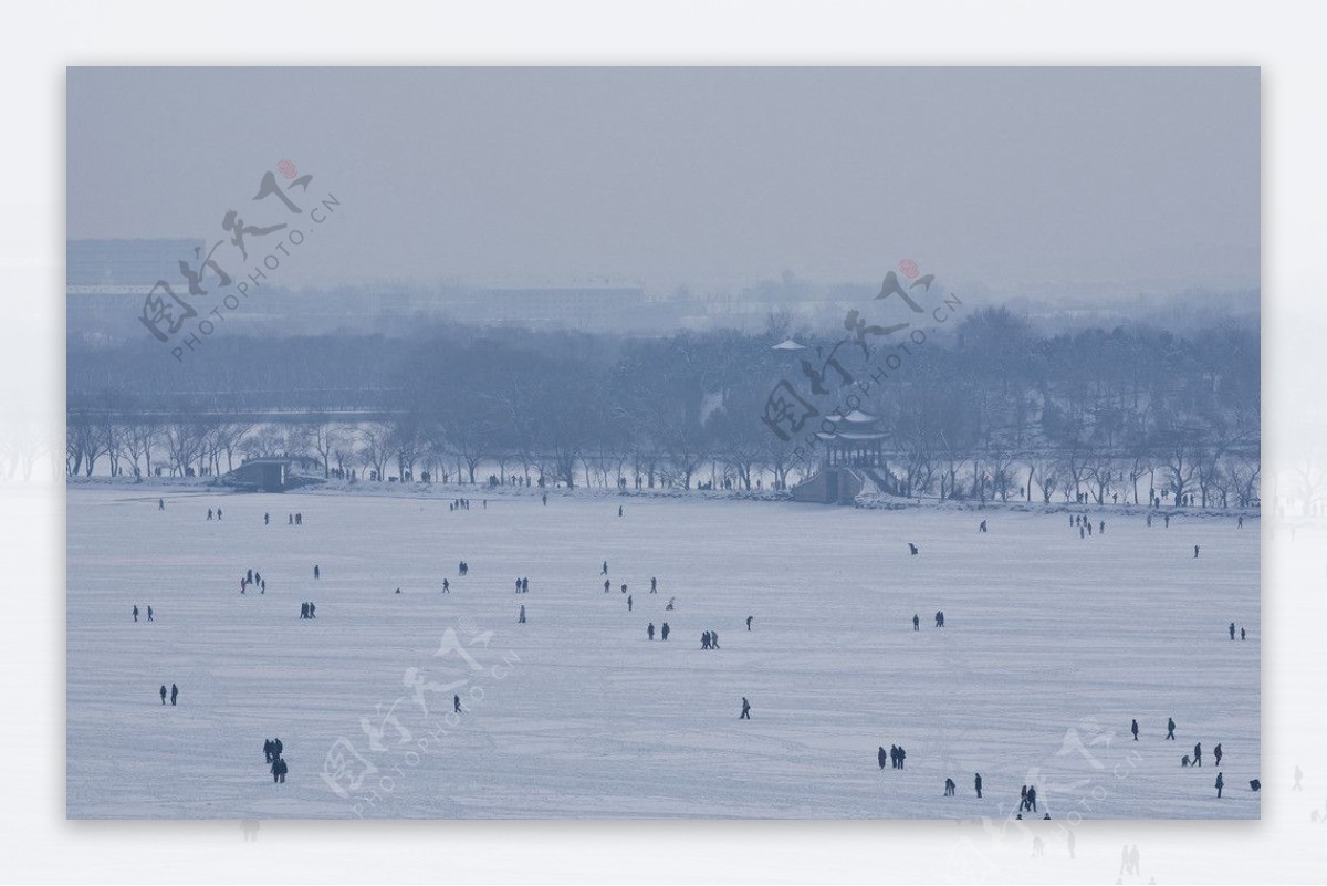 昆明湖雪景图片