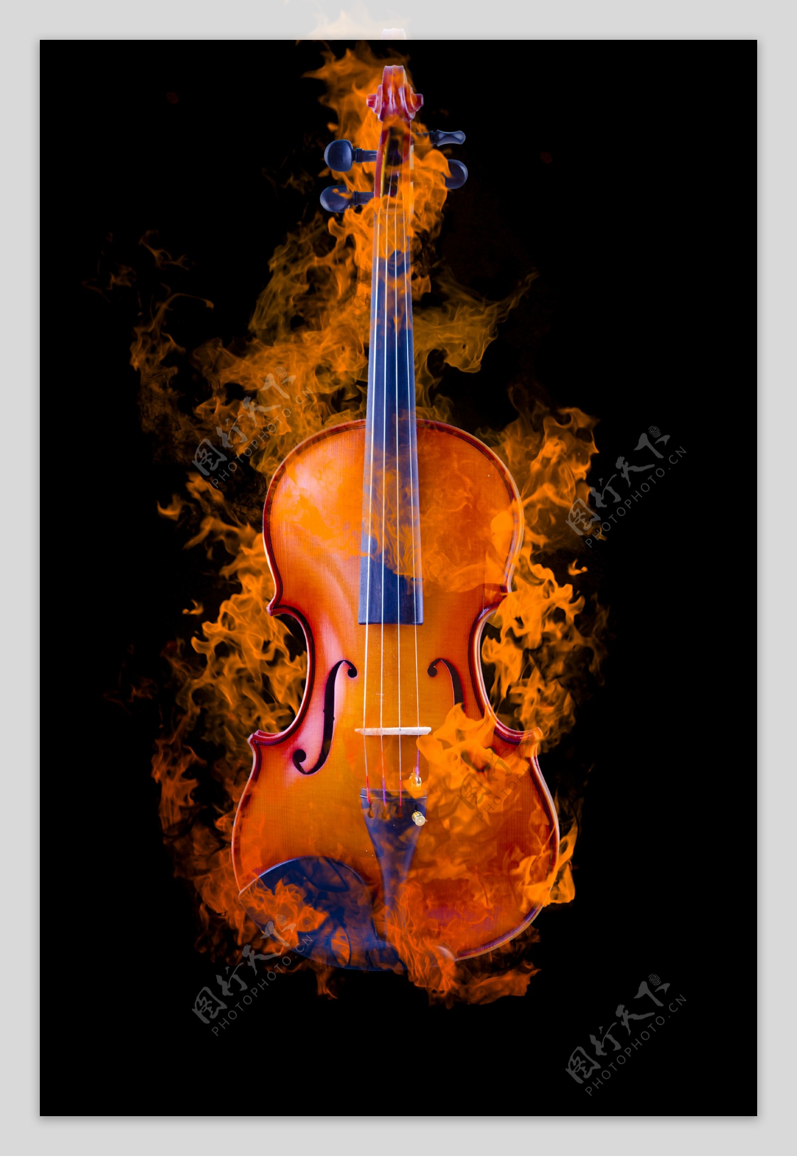 火焰中的小提琴图片