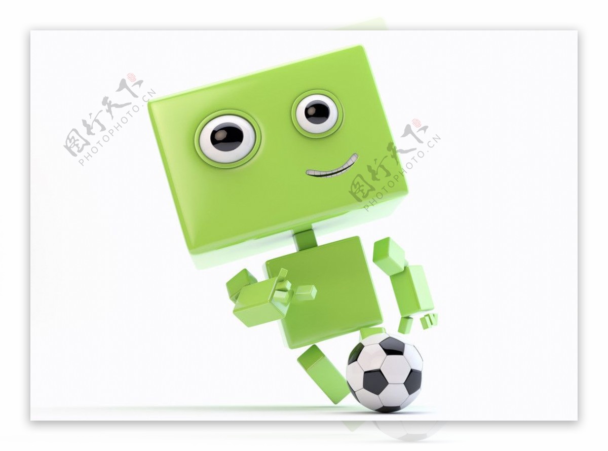 踢足球的安卓机器人图片