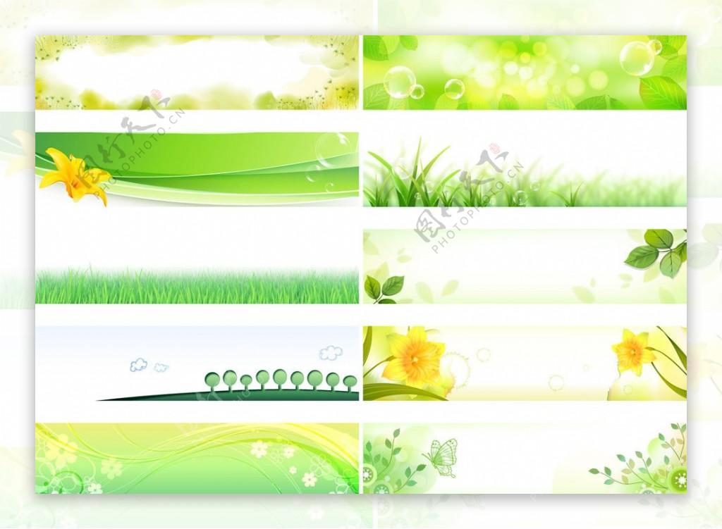 绿野鲜花蝴蝶春天背景图片