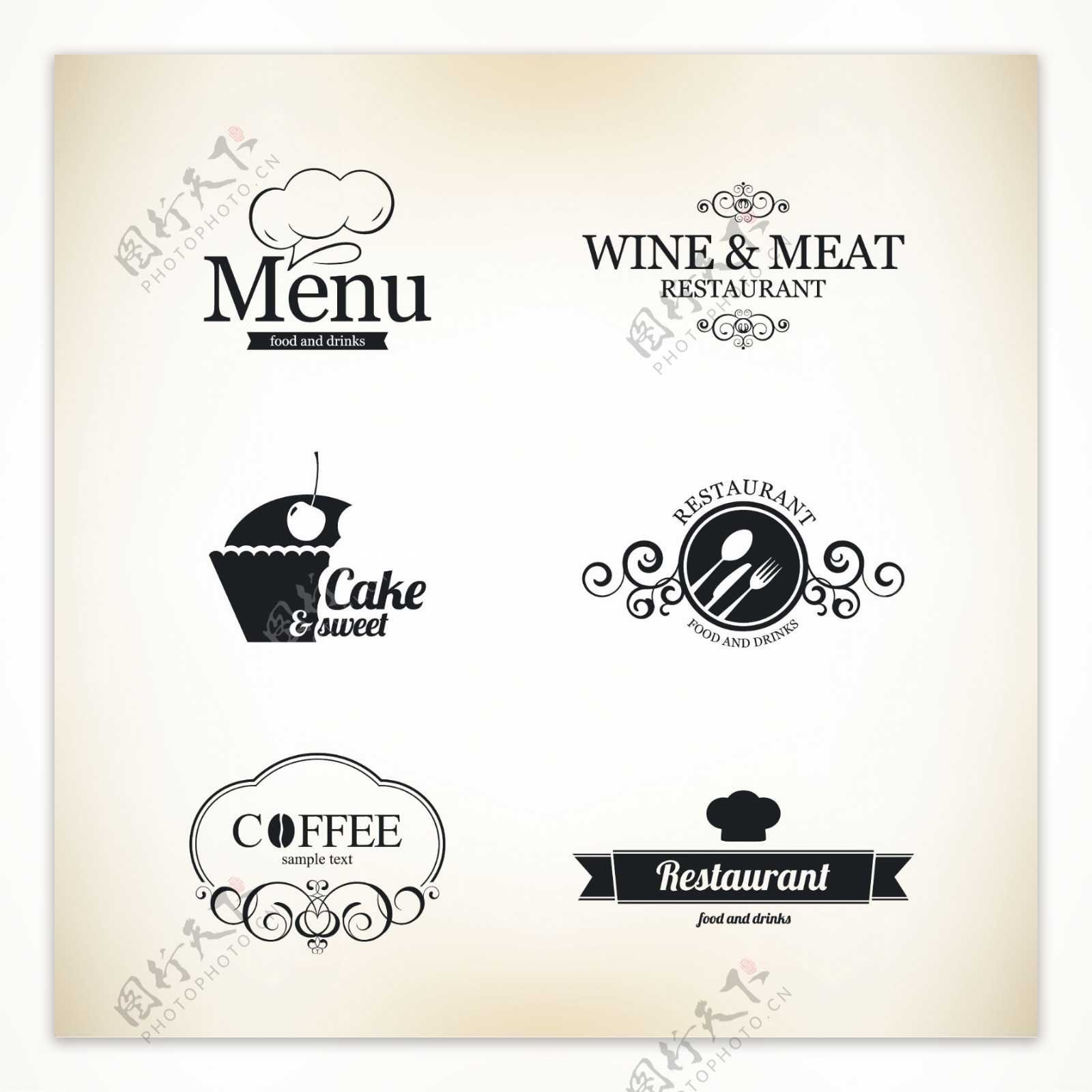 西餐厅菜单封面标志设计图片