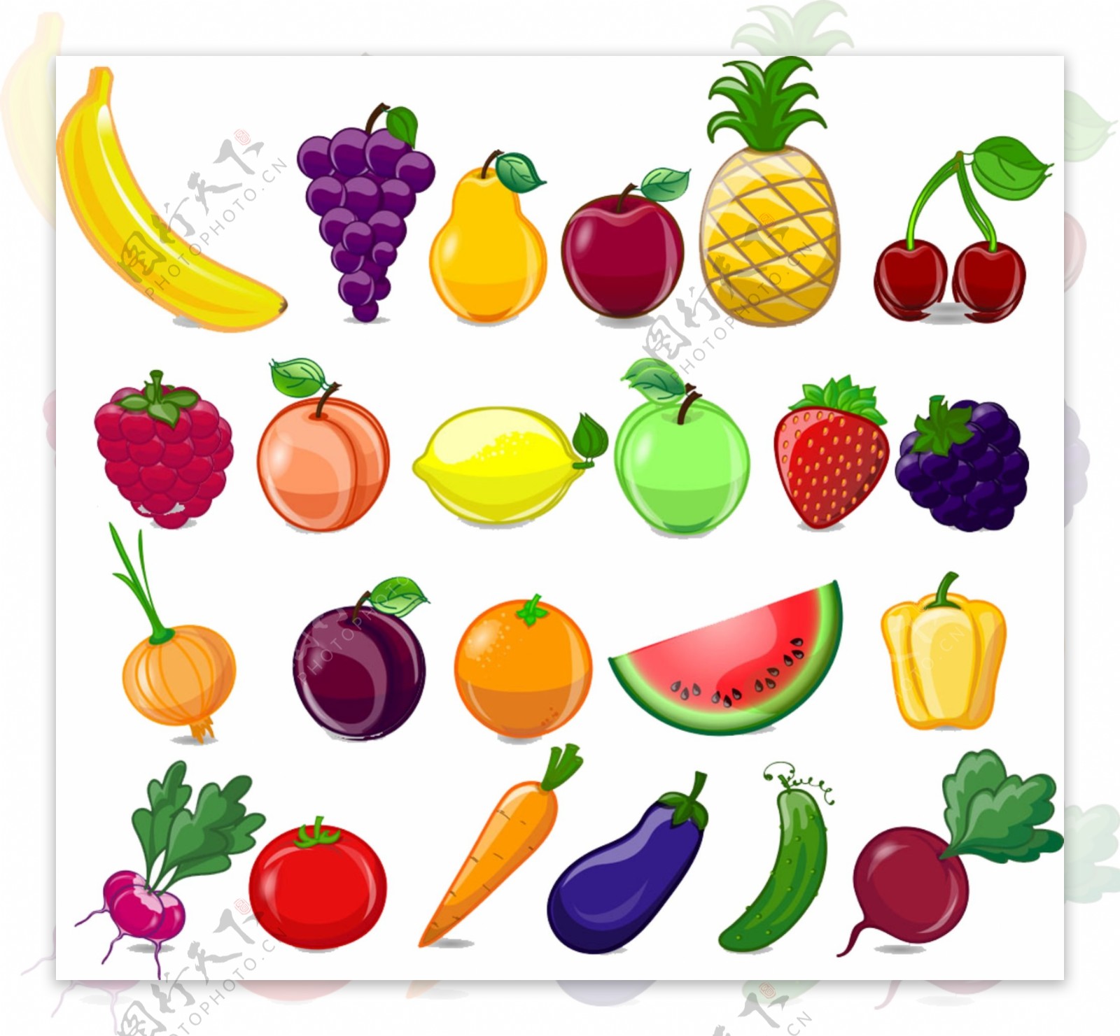 卡通矢量水果蔬菜图图片
