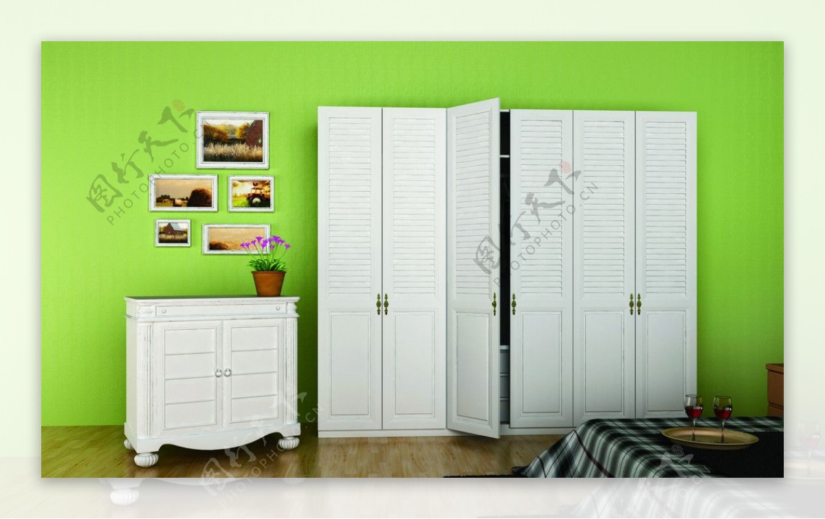 高清绿色卧室效果图图片