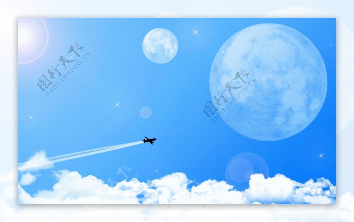 飞机翱翔于蓝天图片