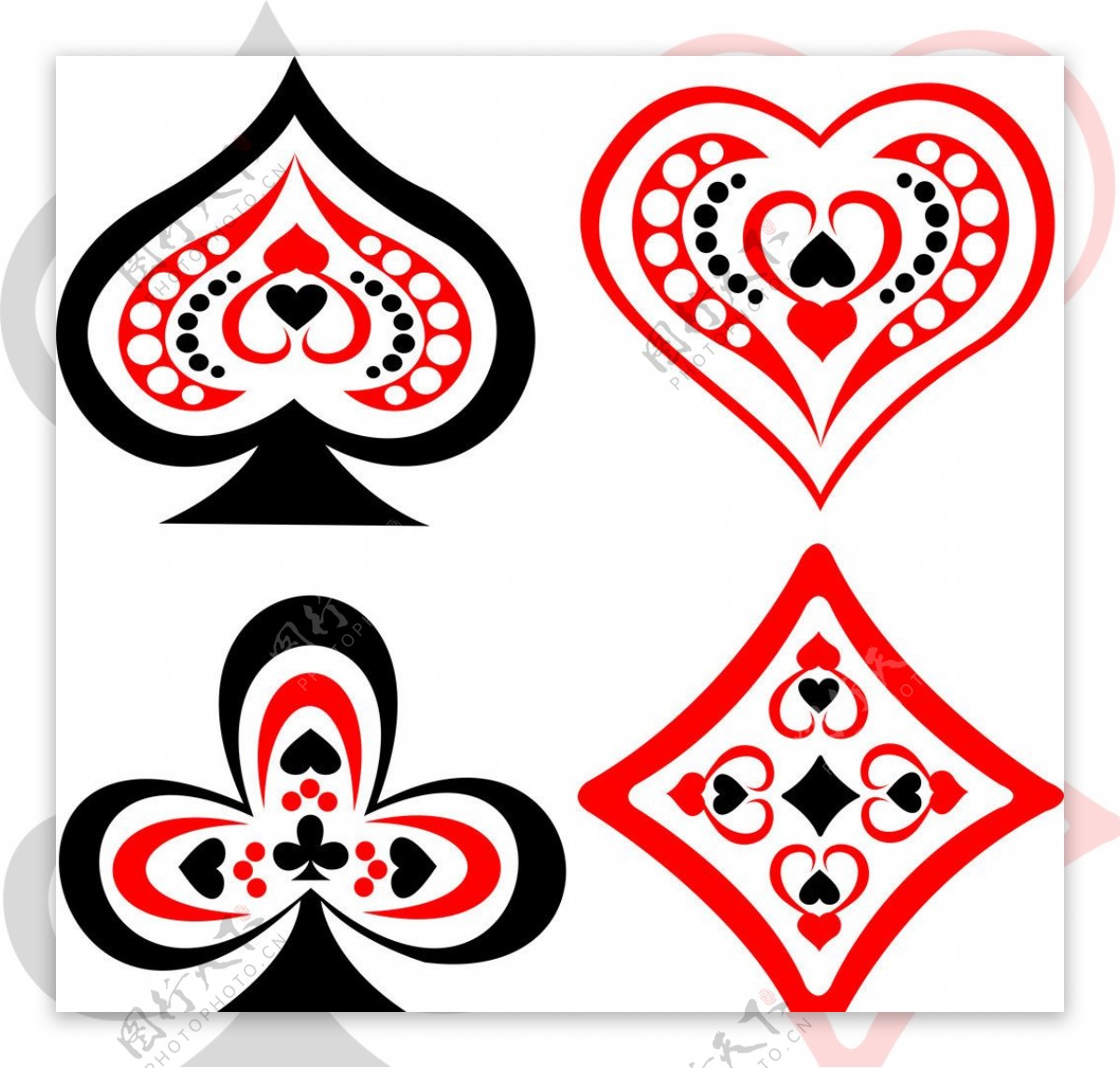 扑克牌素材黑红梅方图片