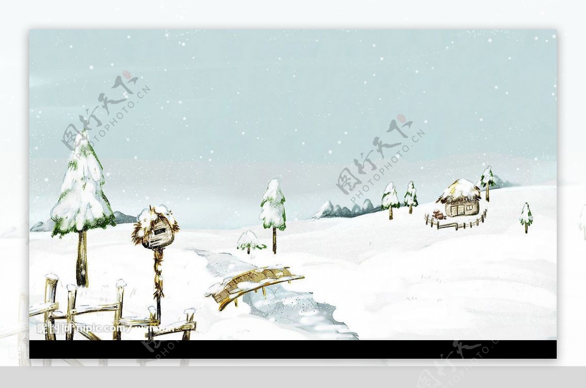 童话中美丽的冬天风景图片