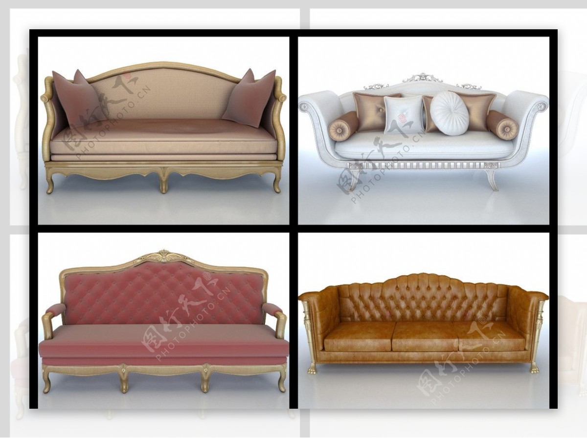 四款精美欧式沙发模型图片