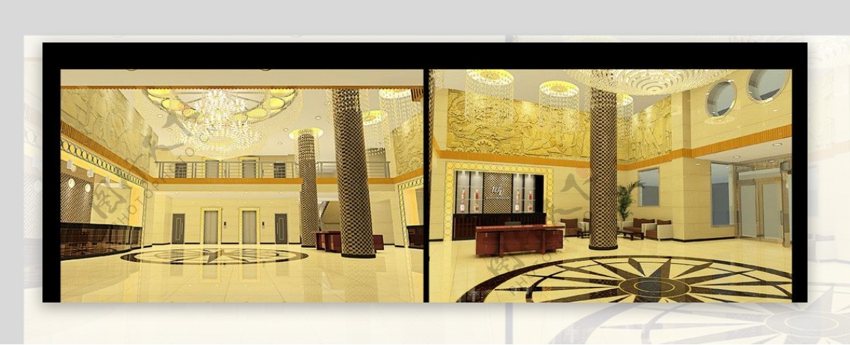 原创酒店宾馆大堂大厅3dmax模型图片