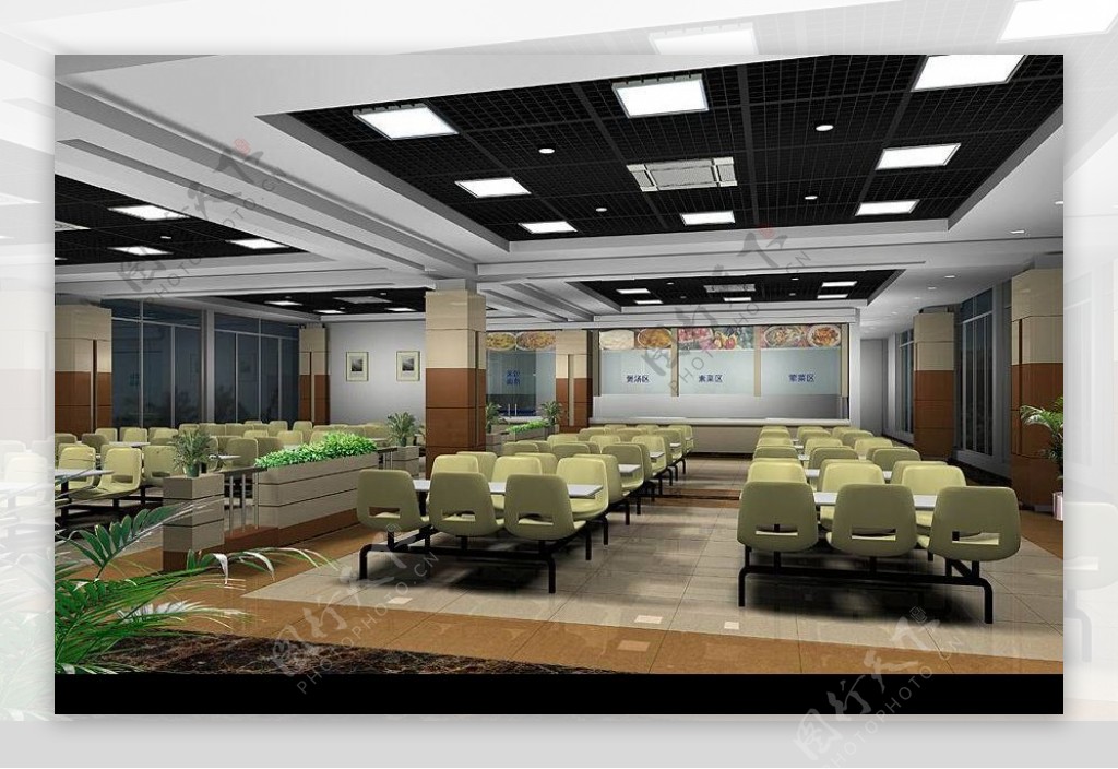 大学食堂效果图3d模型有贴图材质图片