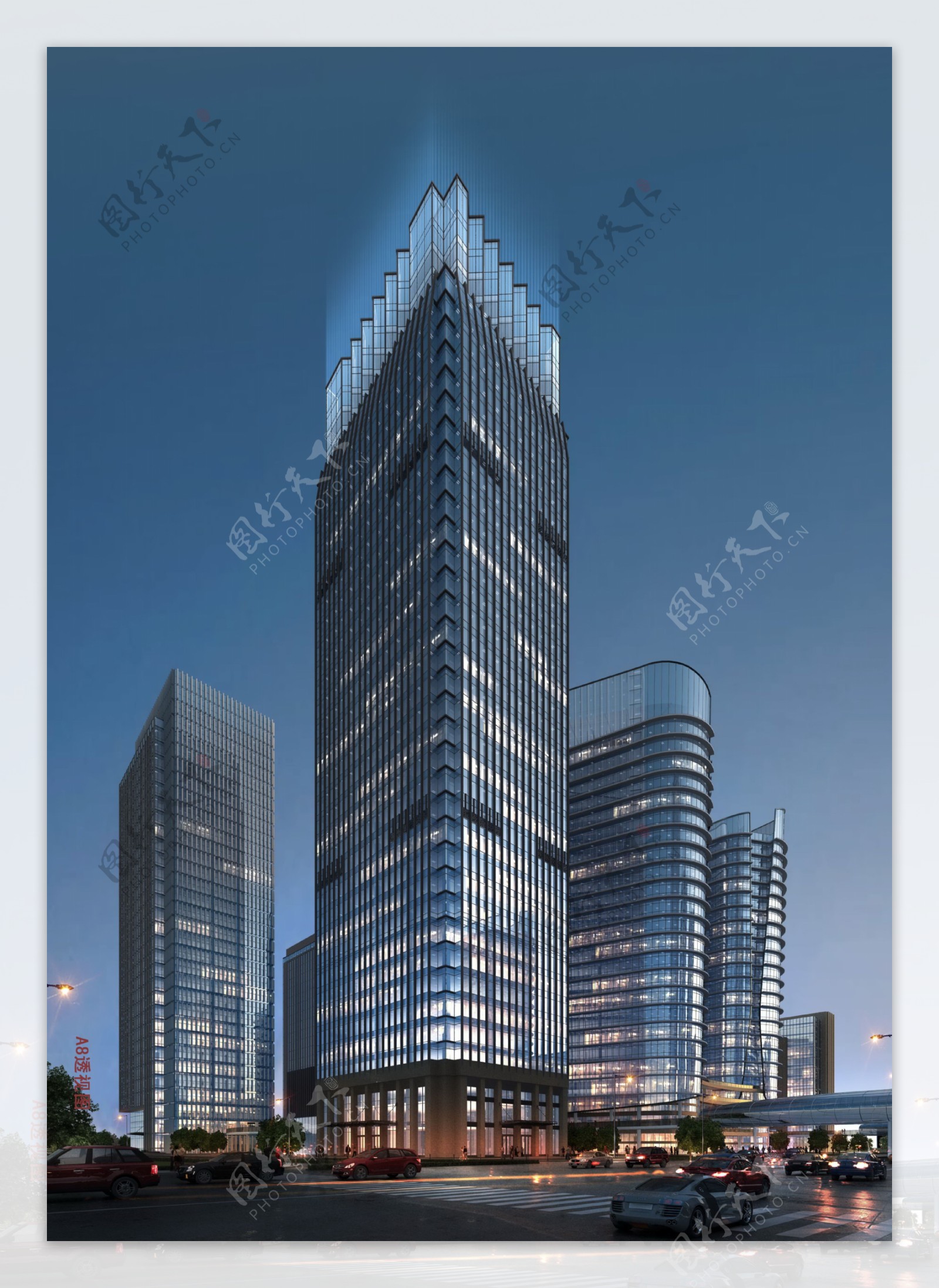 超高层办公楼建筑效果图图片