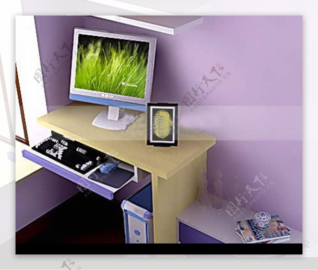 3dmax电脑桌和书架图片