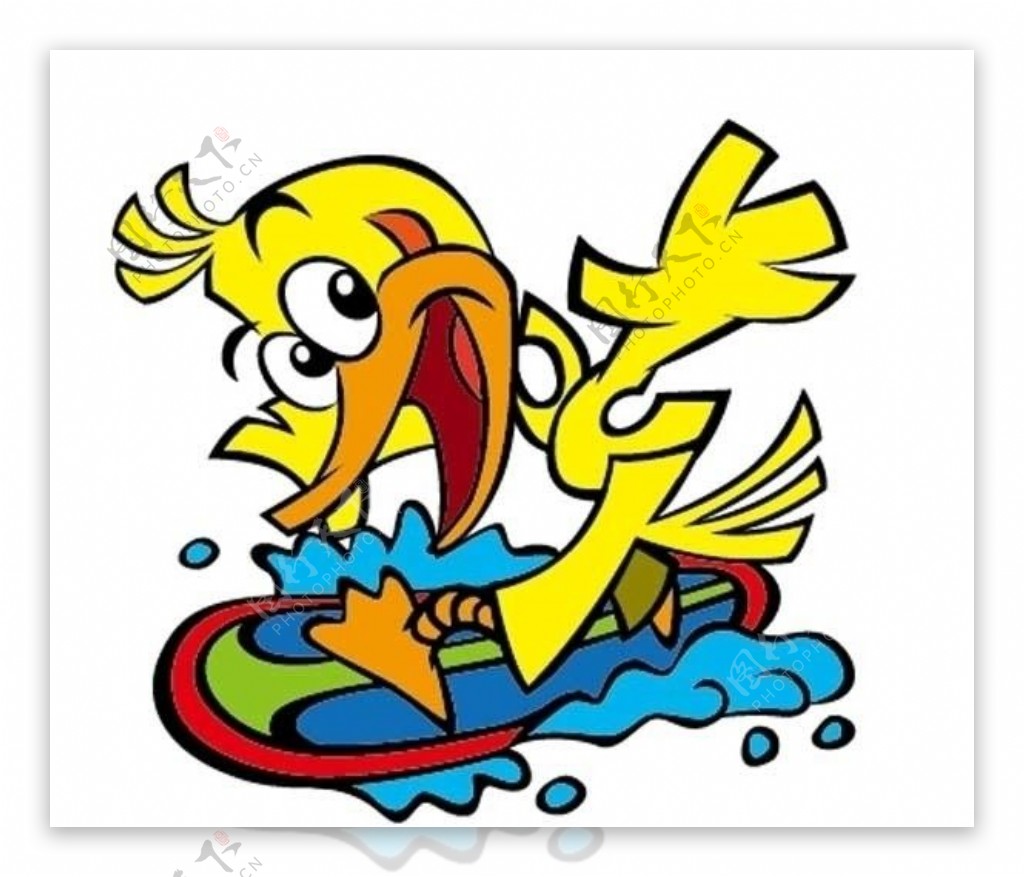 冲浪鸭子卡通形象图片