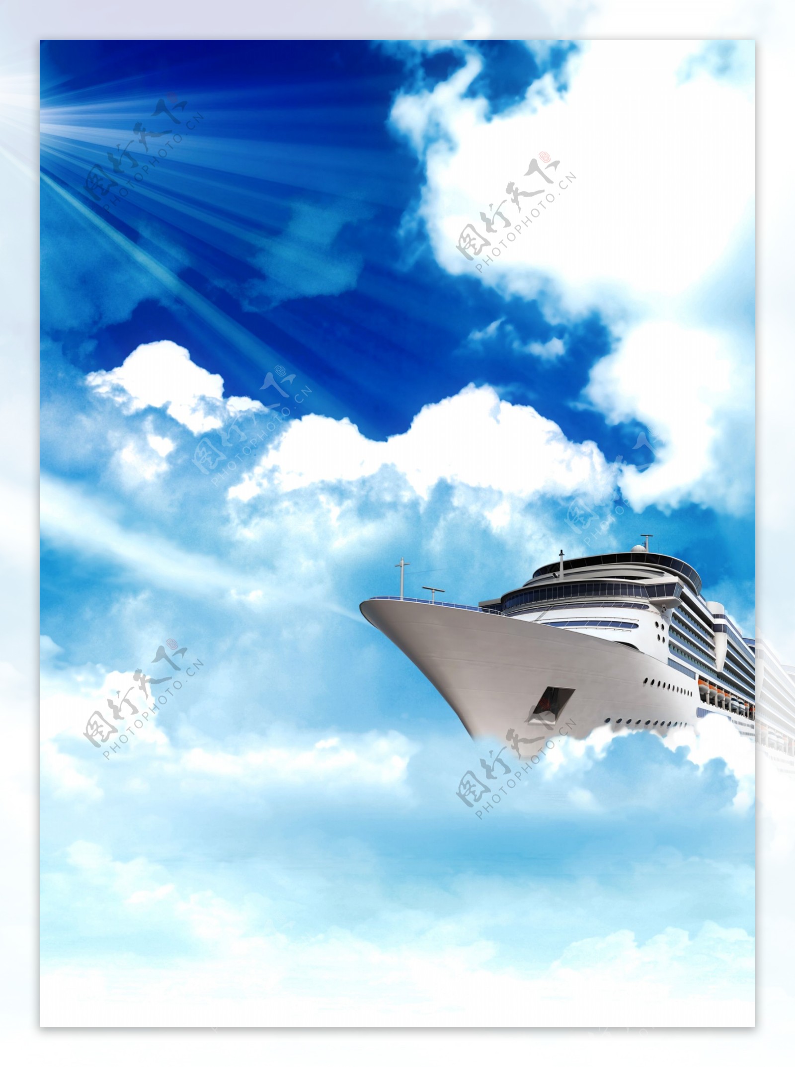 云海中的船图片