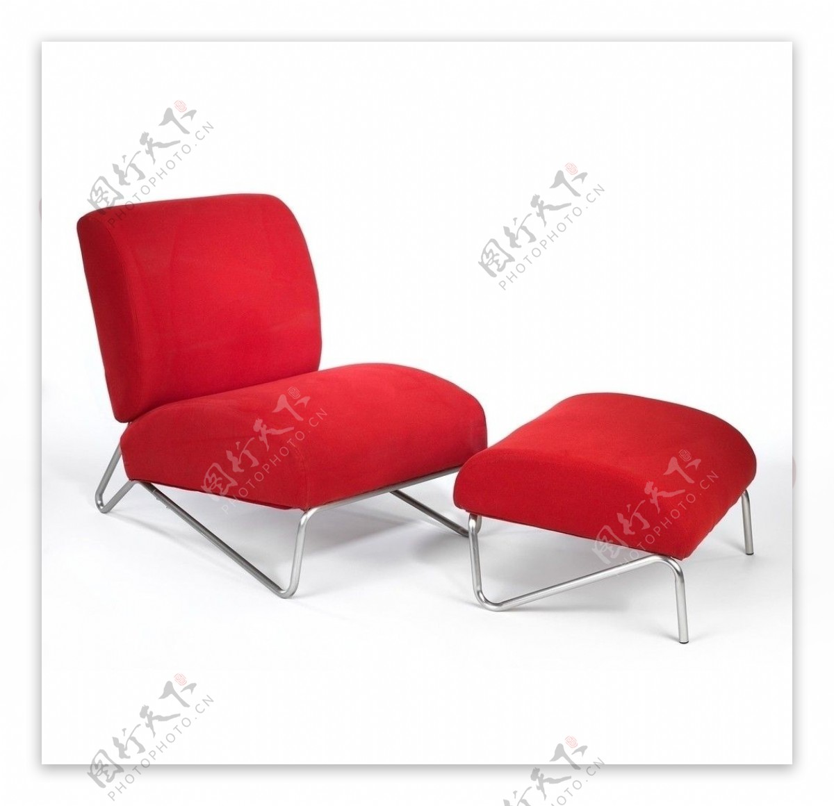 沙发躺椅脚凳红色静物图片