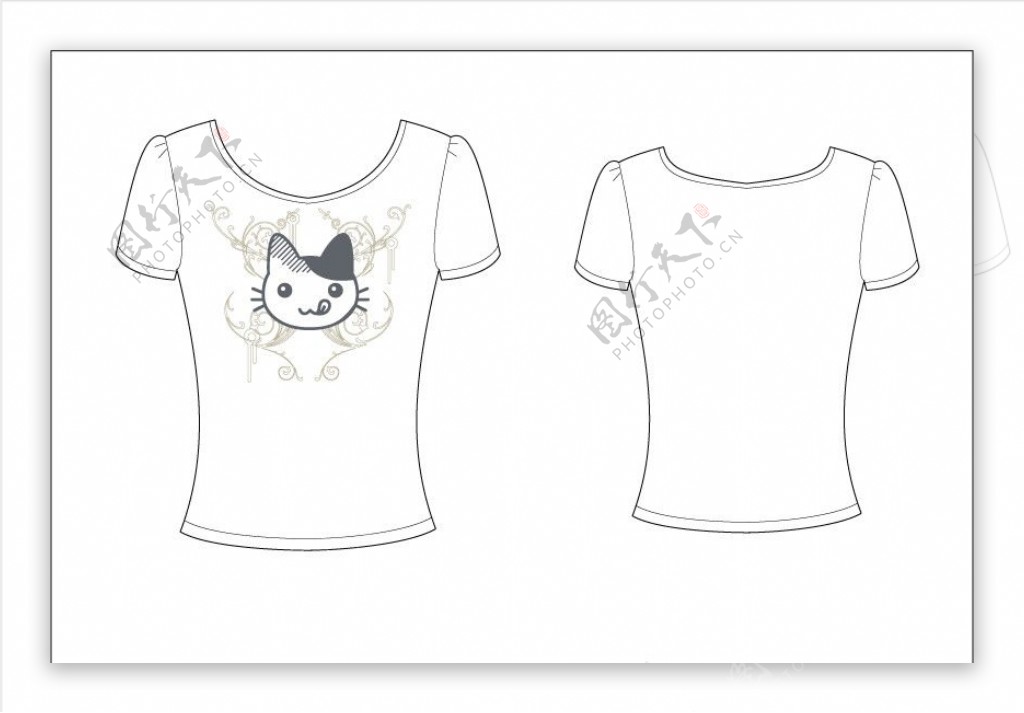 tshirtT恤印花可爱服装卡通猫图片