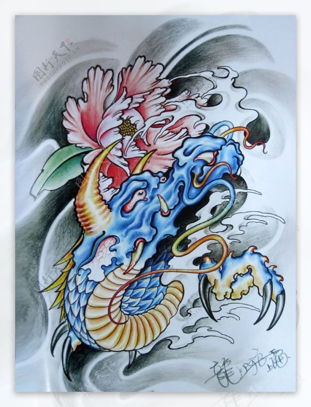 阿亮传统刺青画集芙蓉与蛟龙彩图片