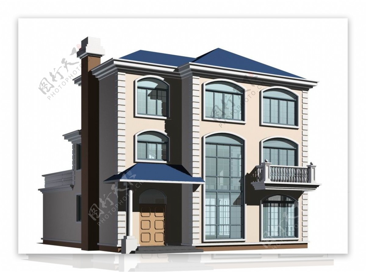 三层独栋别墅模型图片