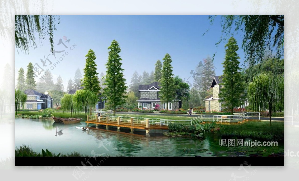 高级住宅小区景观设计效果图PSD素材图片