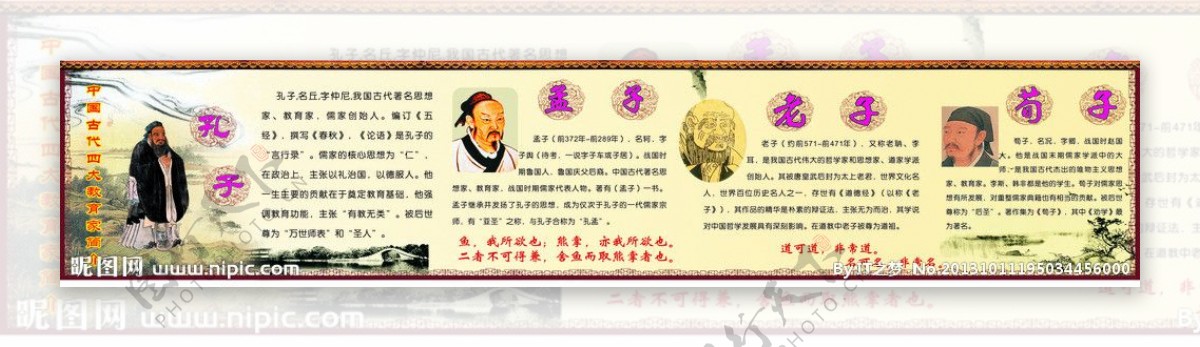 中国古代四大教育家简图片