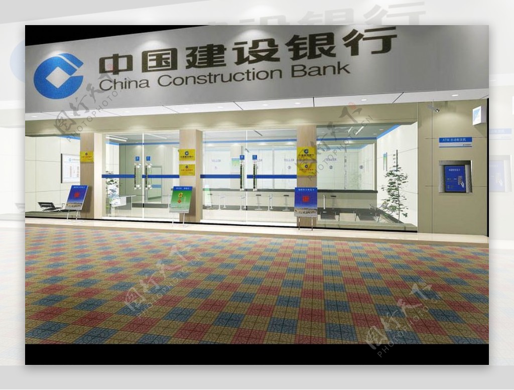 建设银行外观效果图3d模型贴图全图片