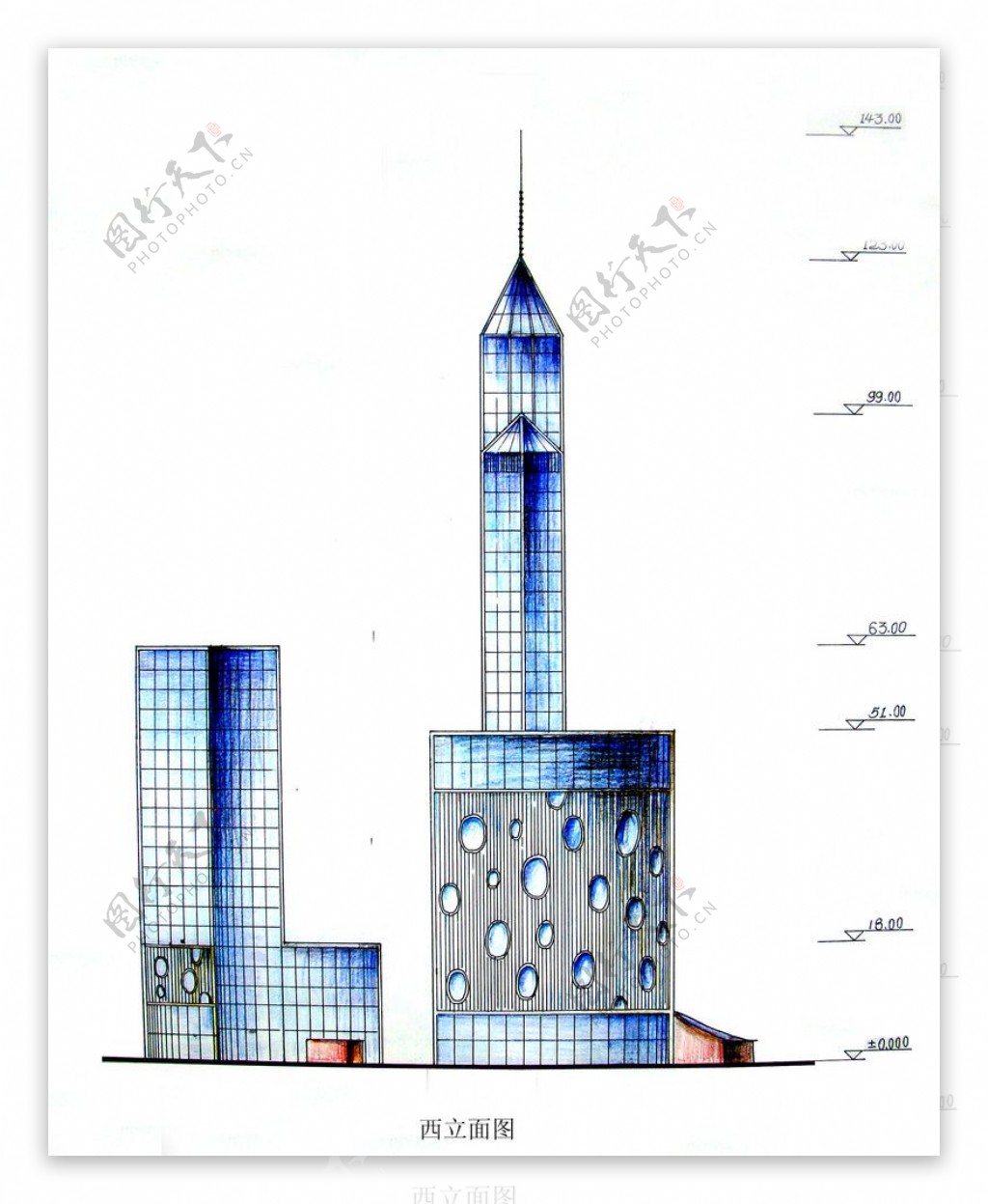 建筑立面手绘效果图图片