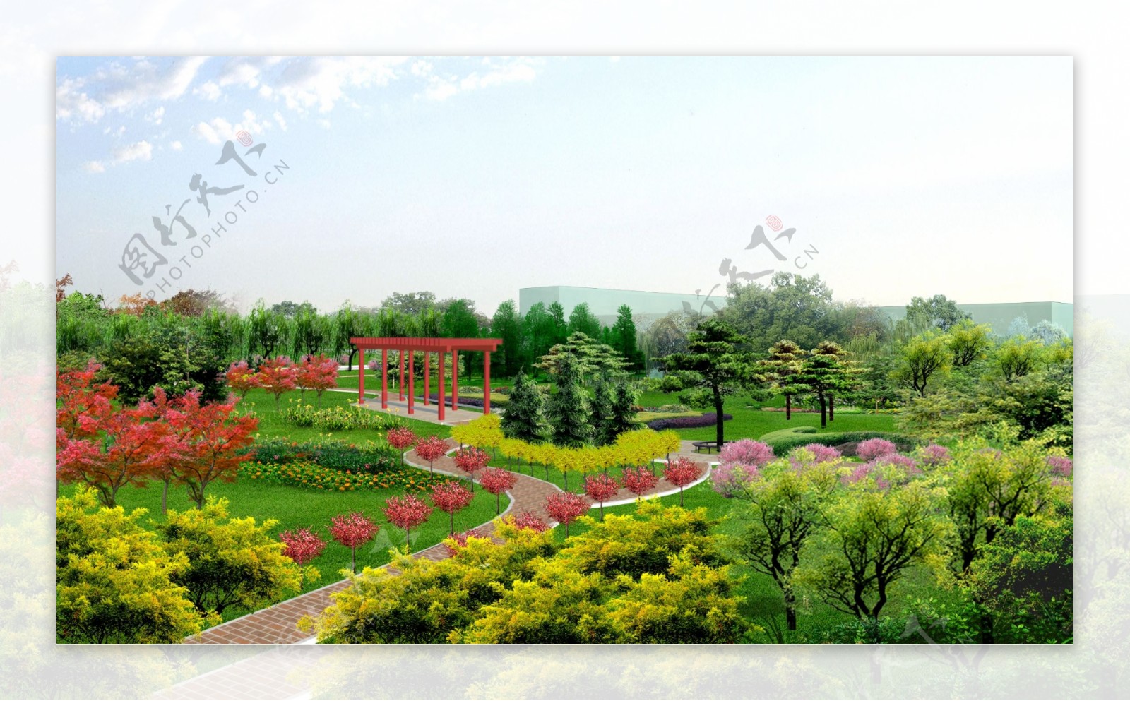 游园景观规划效果图图片