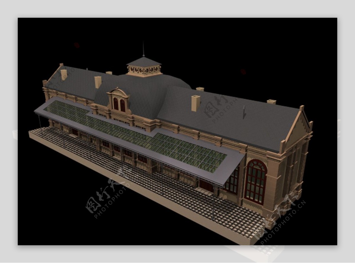 3D火车站模型图片
