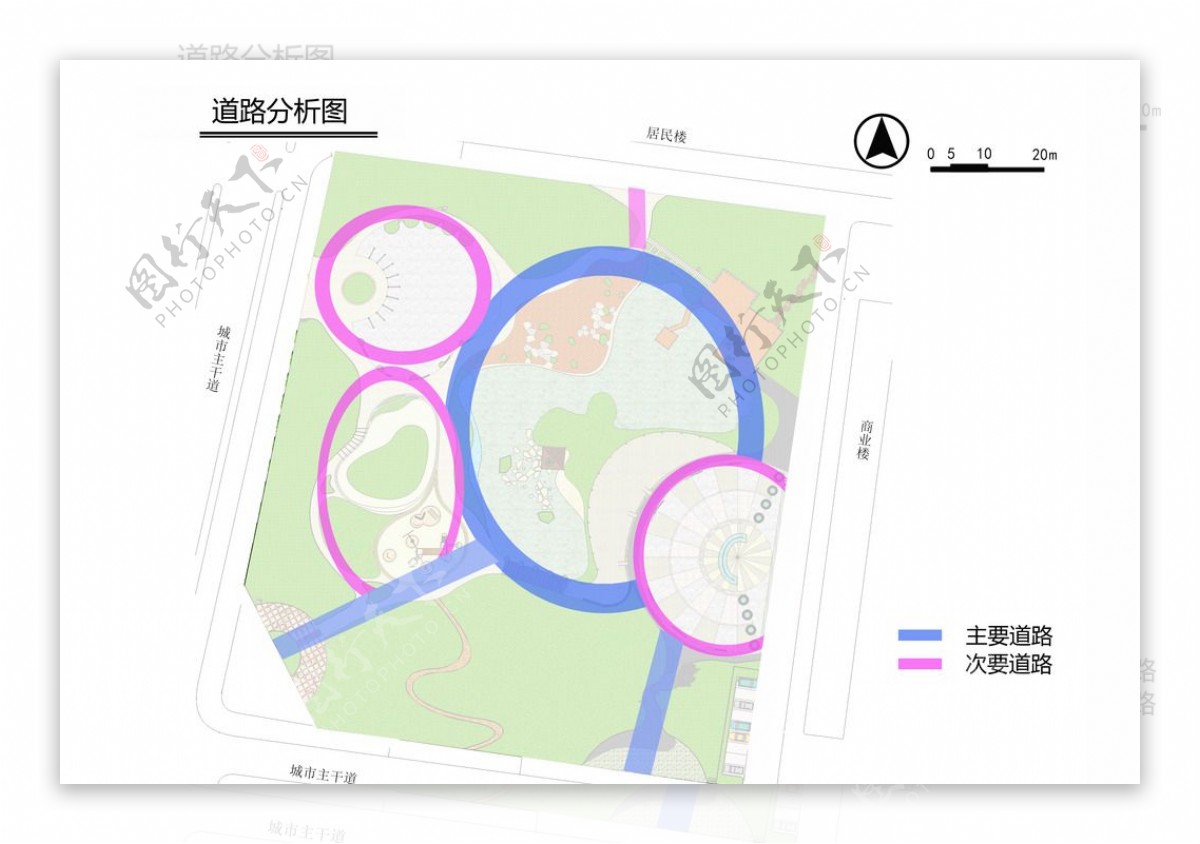 滨水广场景观设计道路分析图图片
