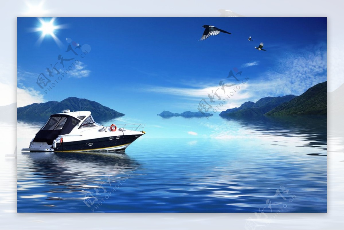 大海游艇风景素材图片