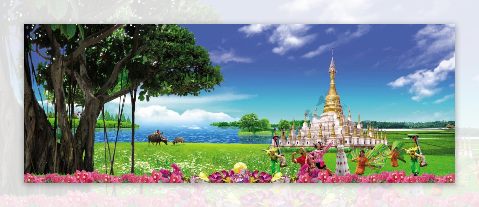 傣族风景背景图片