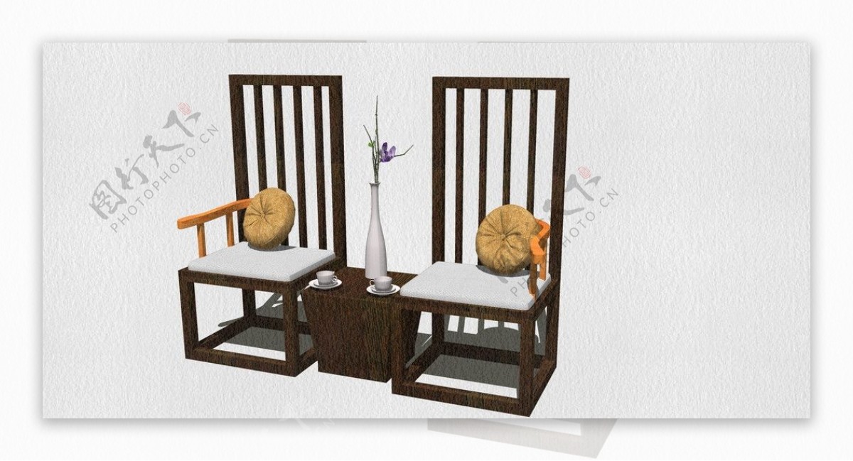 中式椅子和茶几图片
