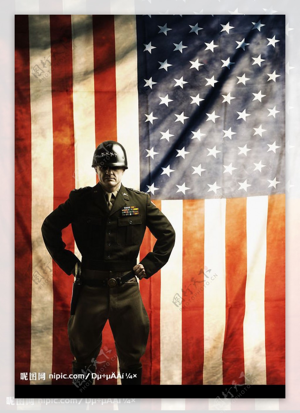 美国旗下的军人图片