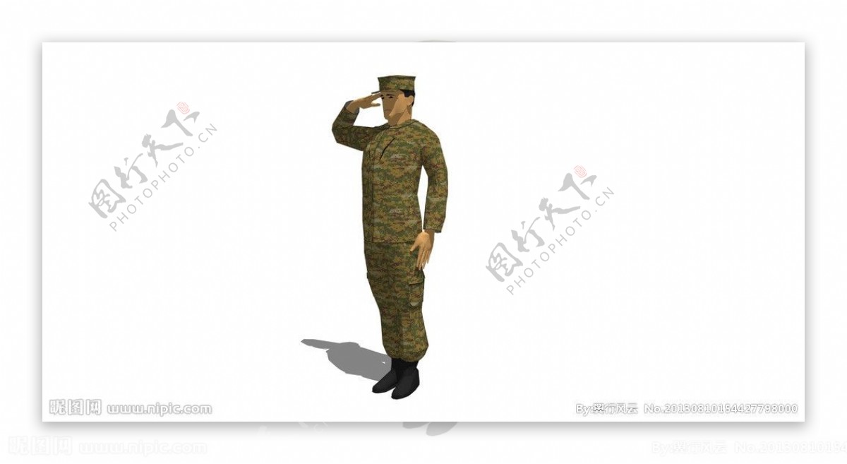 敬礼的军人图片