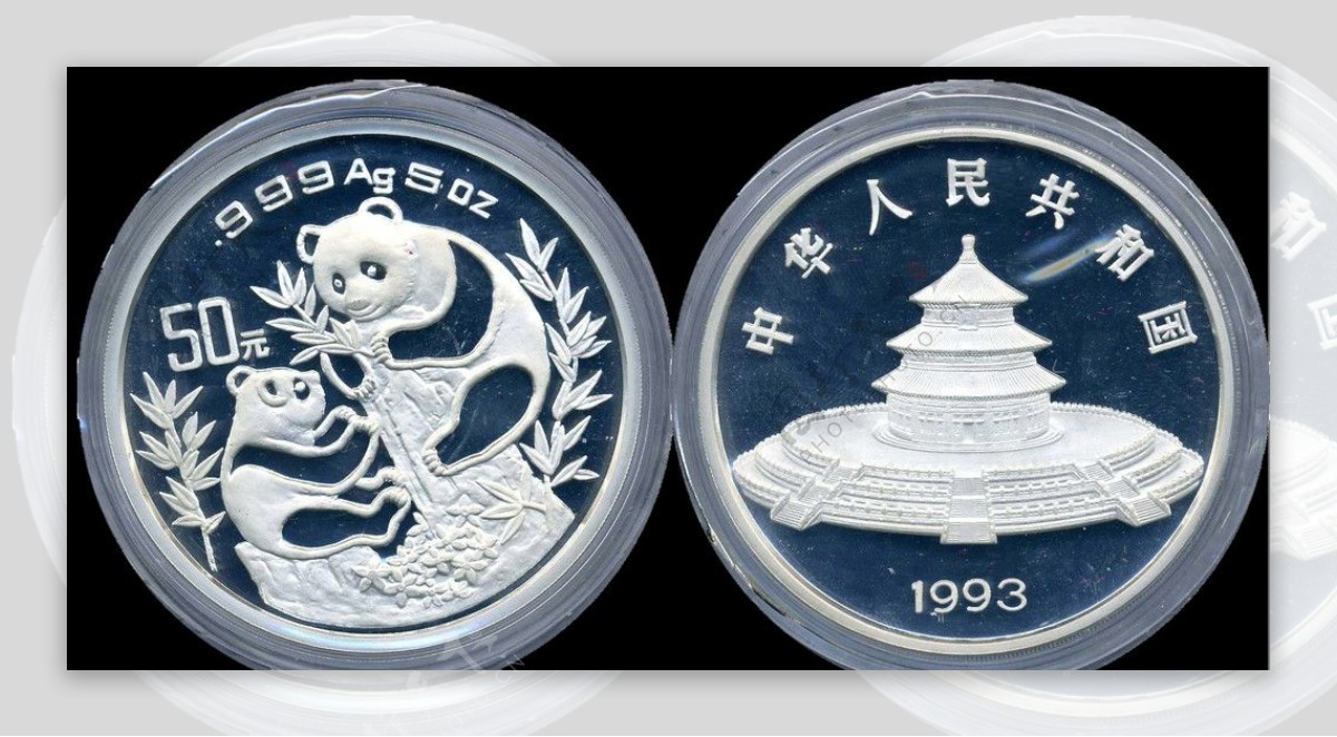 1993年5盎司熊猫银币图片