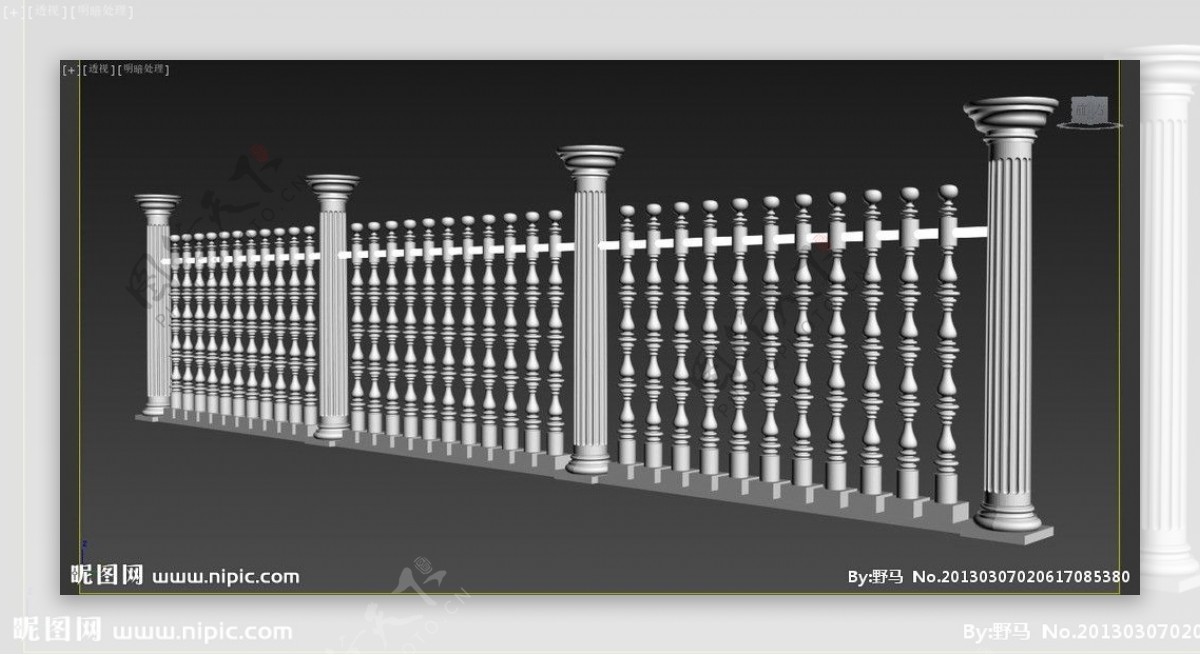 欧式围栏3d模型图片