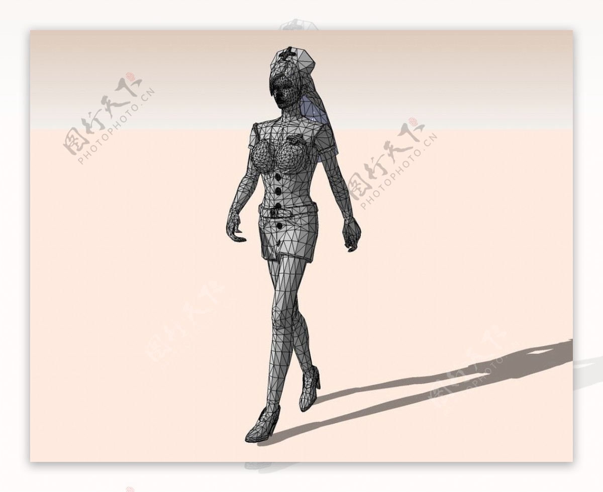 女护士走路3D模型图片