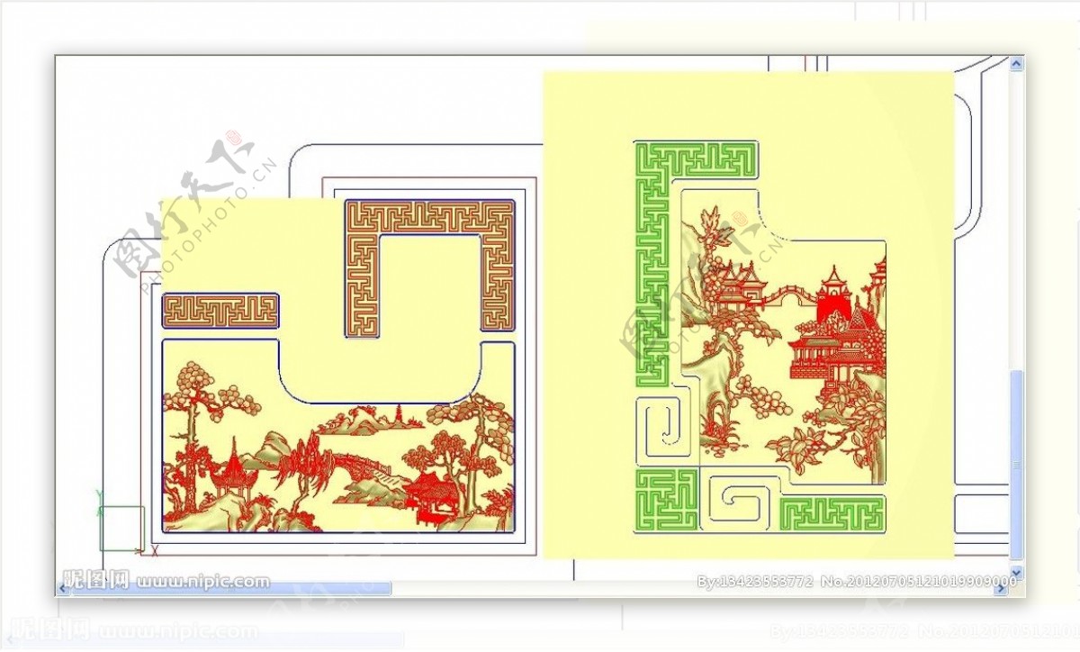 山水床板精雕图jdp图片