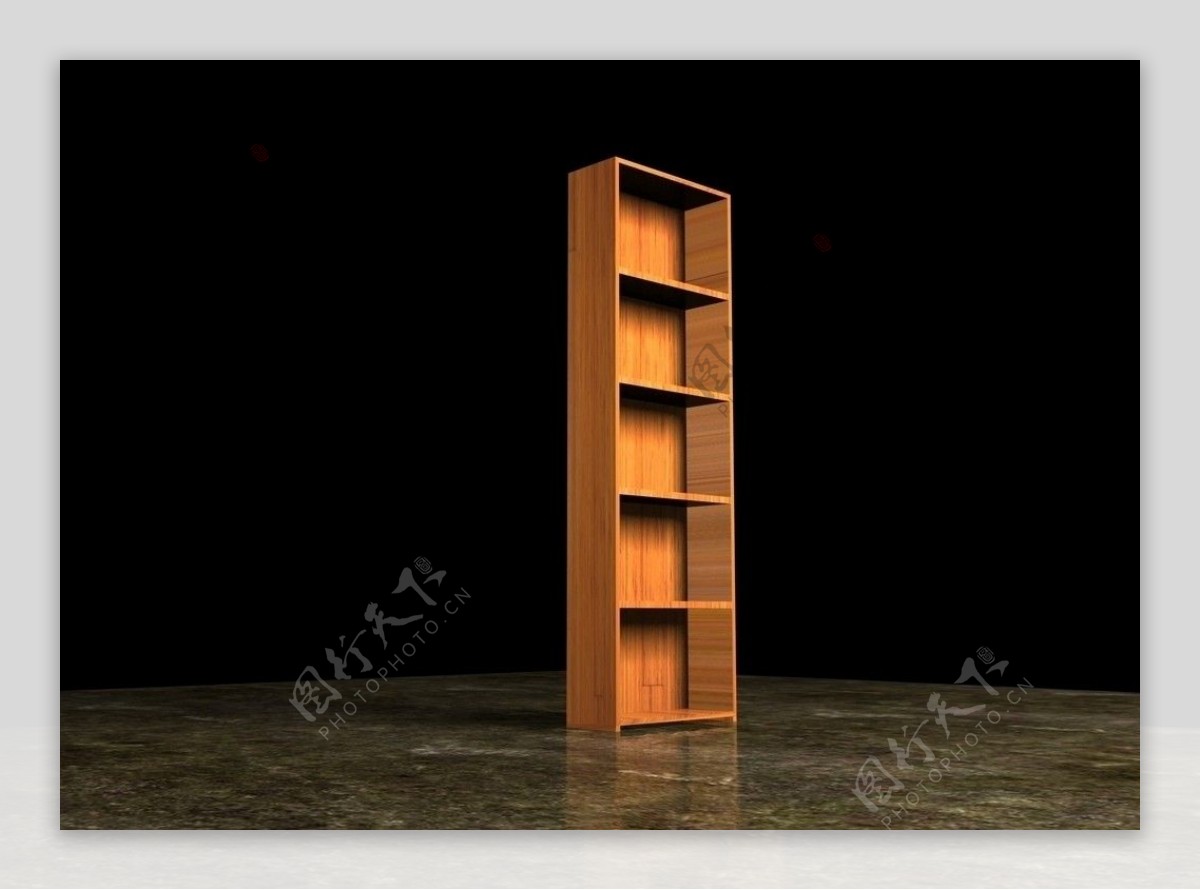 简易书柜模型附带灯光材质图片