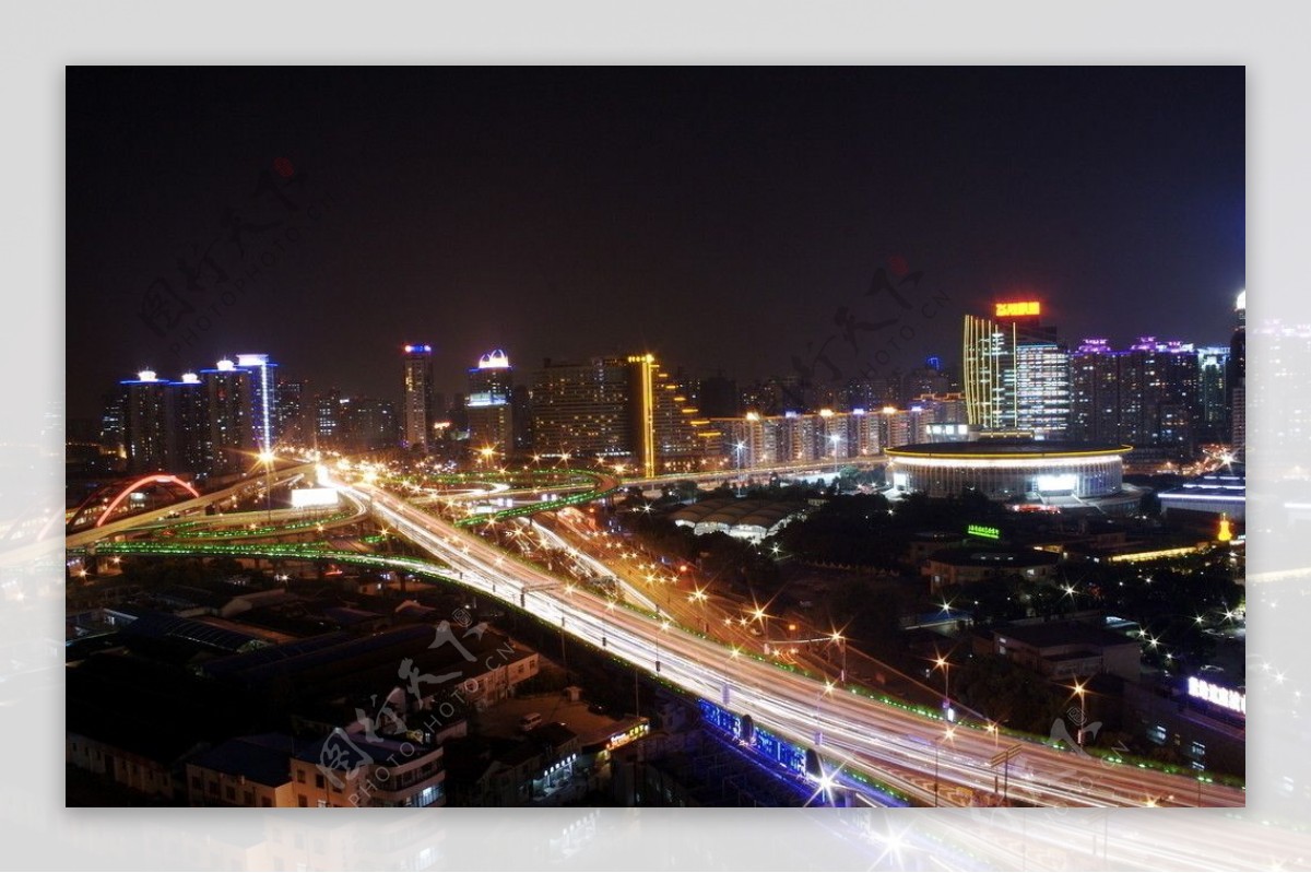 上海徐家汇内环高架夜景图片