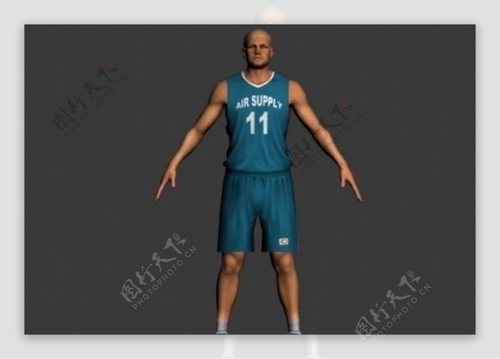 篮球运动员max模型带贴图已附骨图片