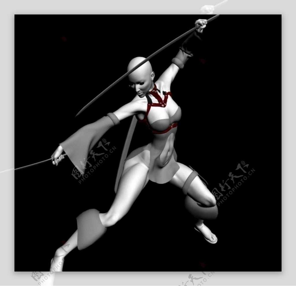 3D拿刀女武士图片