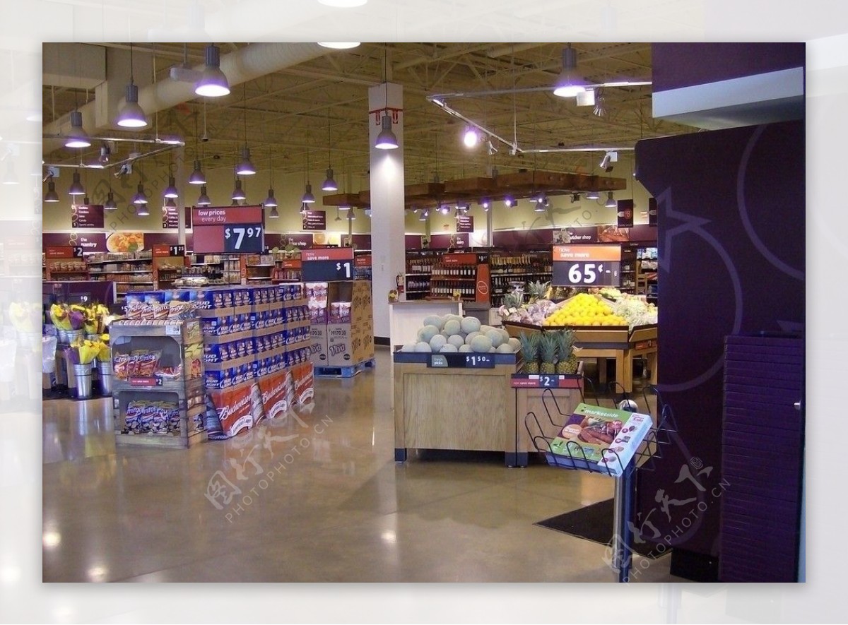 沃尔玛超市购物中心美食购物shoppingmall水果生鲜堆头零食花束图片