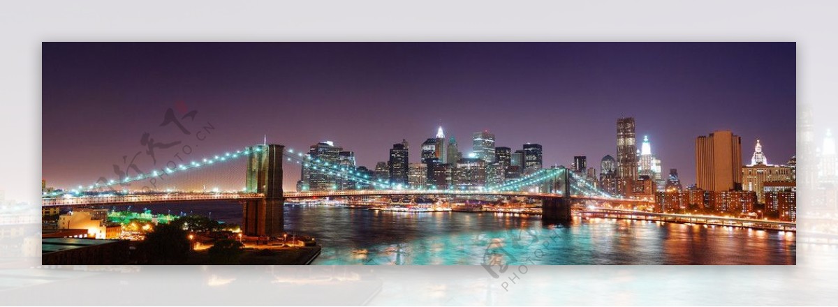 纽约夜景桥非高清图片