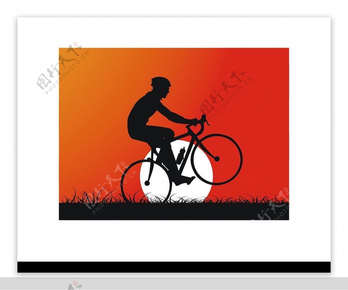 落日下的自行车运动图片