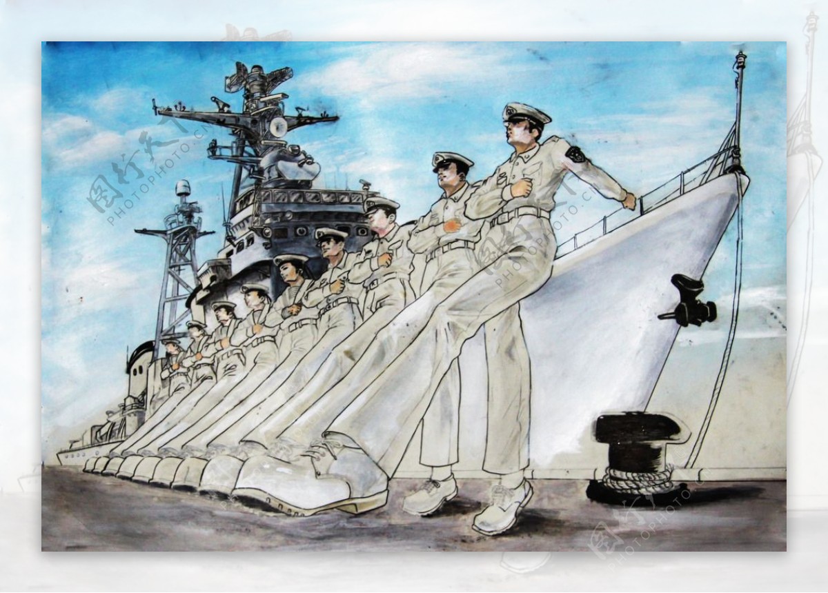 水兵与战舰图片